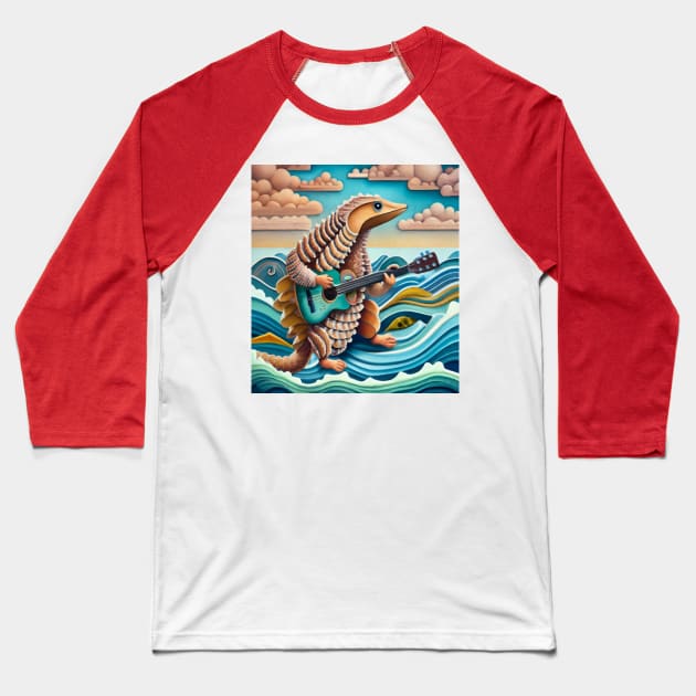 waves make the Pangolin play guitar Baseball T-Shirt by Catbrat